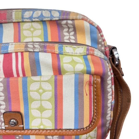 Fossil Canvas Leather Trim Colorful Crossbody Shoulder Bag Messenger Purse - Picture 4 of 16